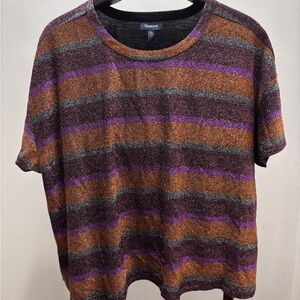 Modcloth Striped Crop Top - Brown, Purple, Gray